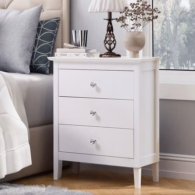 Livingandhome Modern White Wooden Storage Cabinet with Drawers
