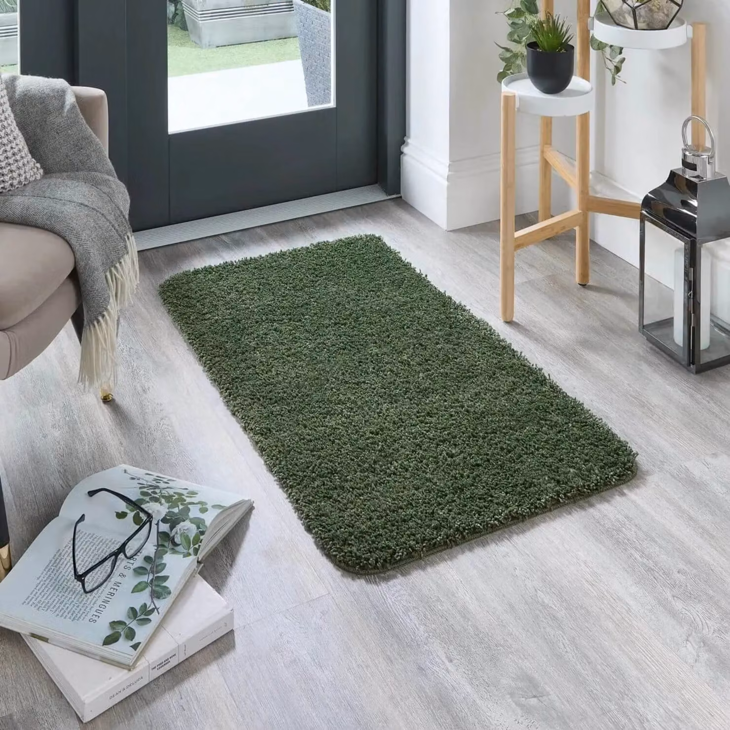THE RUGS Washable Non Slip Shaggy Rug in Green, W: 120 cm, D: 80 cm – 2
