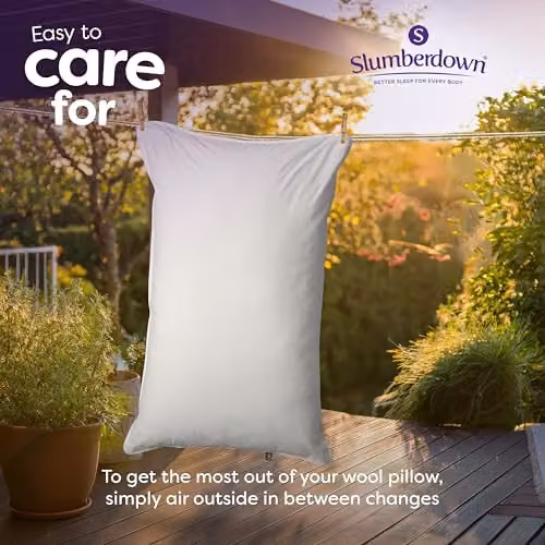 Slumberdown 2 Pack Medium Support New Wool Pillows in White, W: 74 cm, H: 48 cm – 6