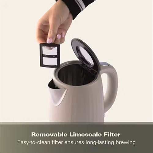 Hamilton Beach Harmony Electric Kettle in Brown and Beige, 1.7 l, with Removable Limescale Filter – 3