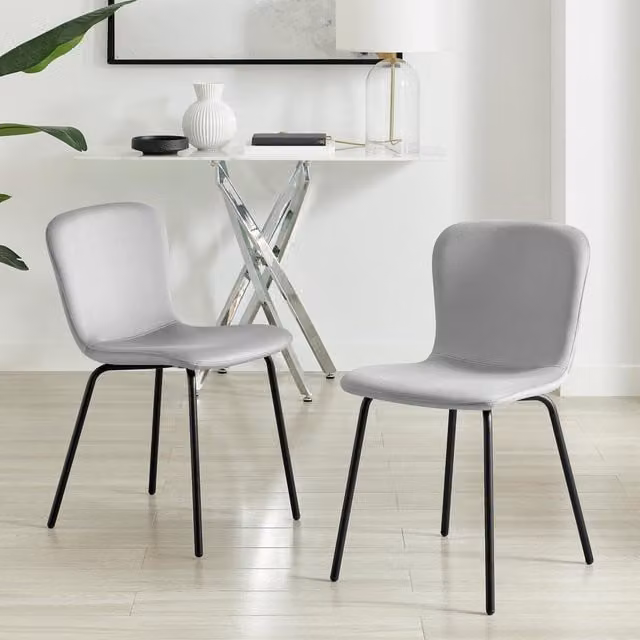 FurnitureboxUK Asti Velvet Dining Chairs, Set of 2, Grey