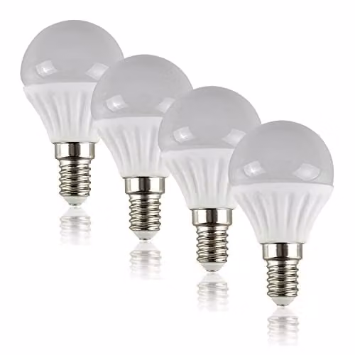 MiniSun Pack of 4 4W LED E14 Golfball Bulbs, Cool White 6500K