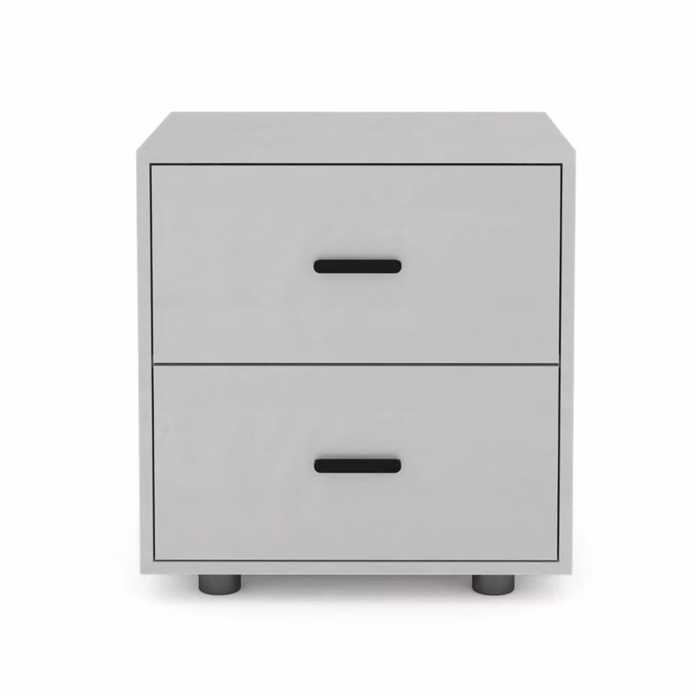 FORGEVIO Set of 2 Modern Grey Wooden Bedside Table Cabinets with Drawers – 2