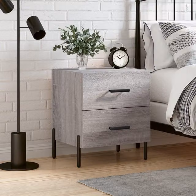 Berkfield Home Grey Sonoma Bedside Cabinet W/D/H: 40 x 35 x 47.5 cm