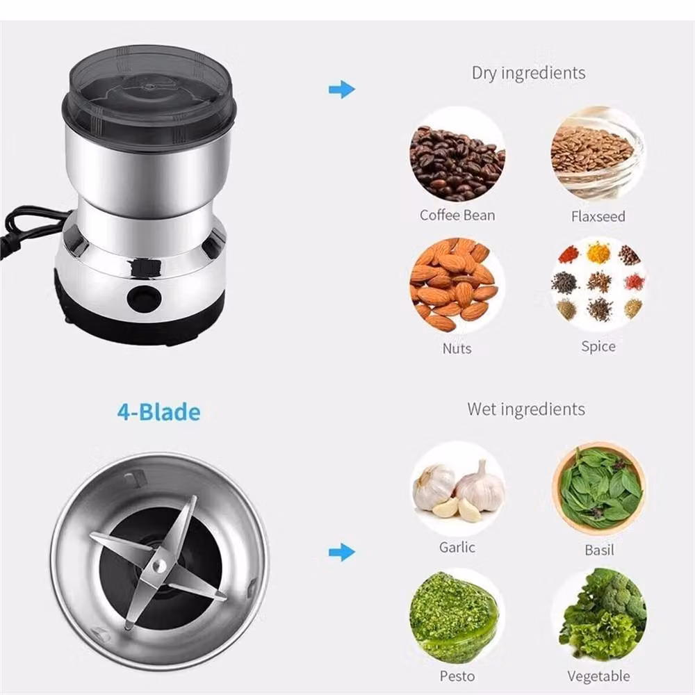 VOGREX Electric Coffee Grinder and Spice Blade Blender in Silver – 3