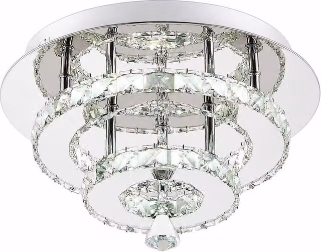 Garden Sanctuary 30W LED Crystal Ceiling Light in Silver and Chrome