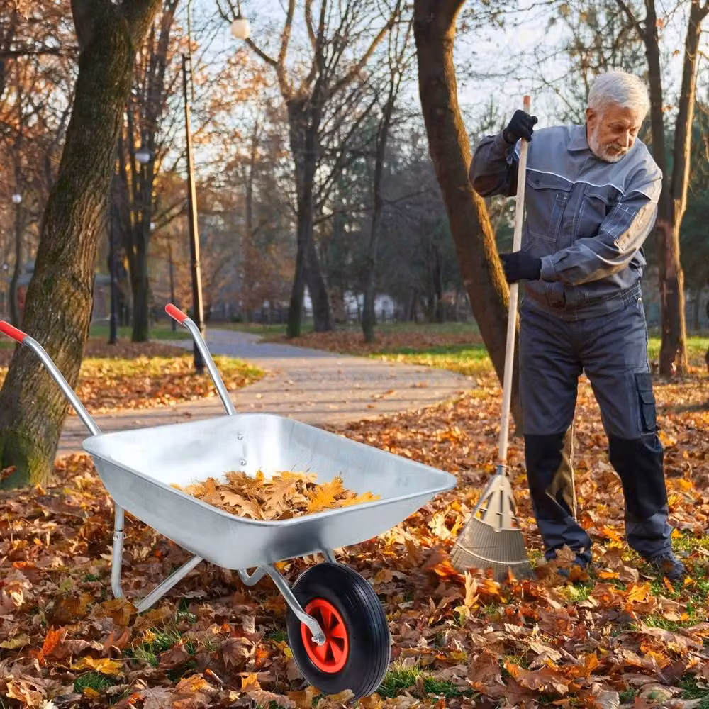 KORVIXA Heavy Duty 65L Galvanised Metal Wheelbarrow in Silver – 3