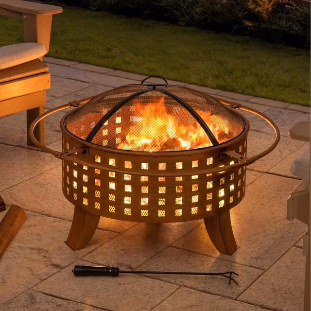 Sunjoy Steel Wood Burning Fire Pit Fire Bowl in Copper, Black or Brown