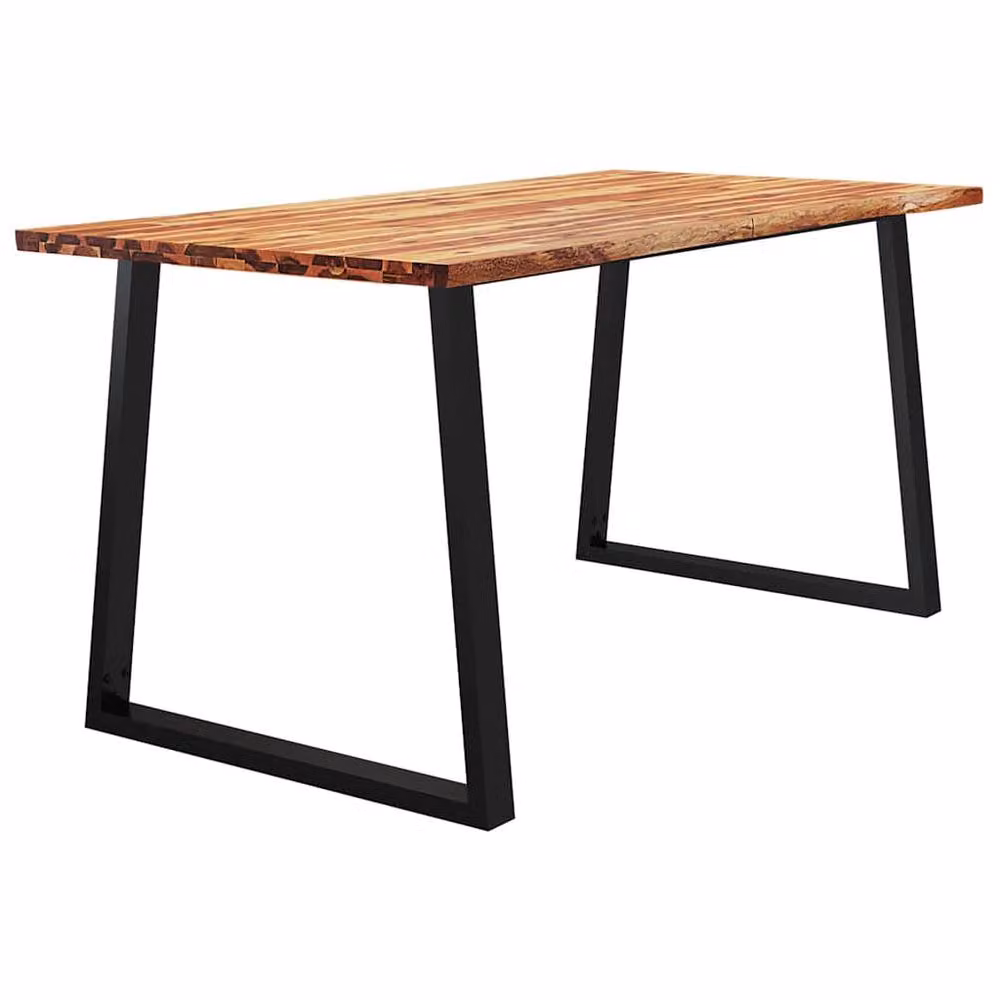 Berkfield Home Live Edge Acacia Wood Dining Table in Brown, W/D/H: 160 x 80 x 75 cm – 2