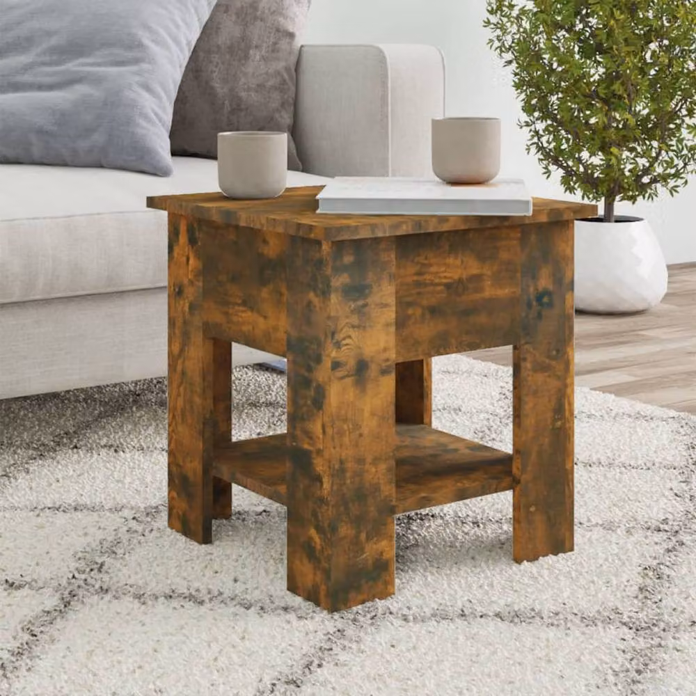 Berkfield Home Smoked Oak Coffee Table in Brown, W/D/H: 40 x 40 x 42 cm – 2