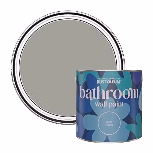Rust-Oleum Grey Matt Water-Based Bathroom Wall and Ceiling Paint, 2.5L
