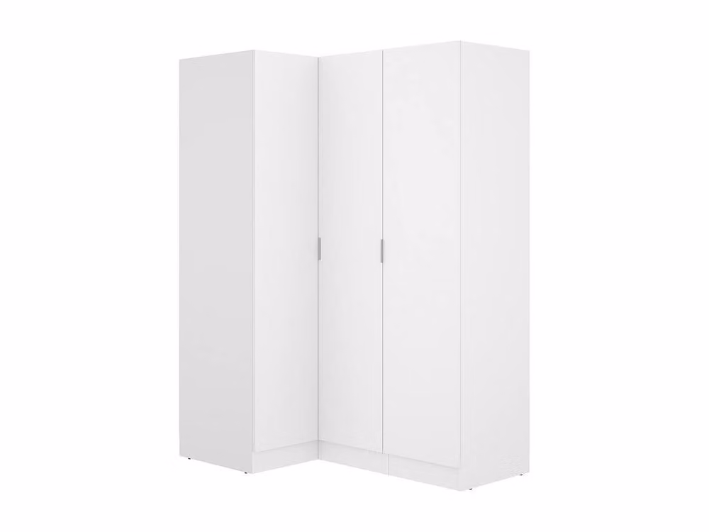 LISTOWEL Vente-unique 3-Door Corner Wardrobe in White, W132 x D90 x H184 cm – 2