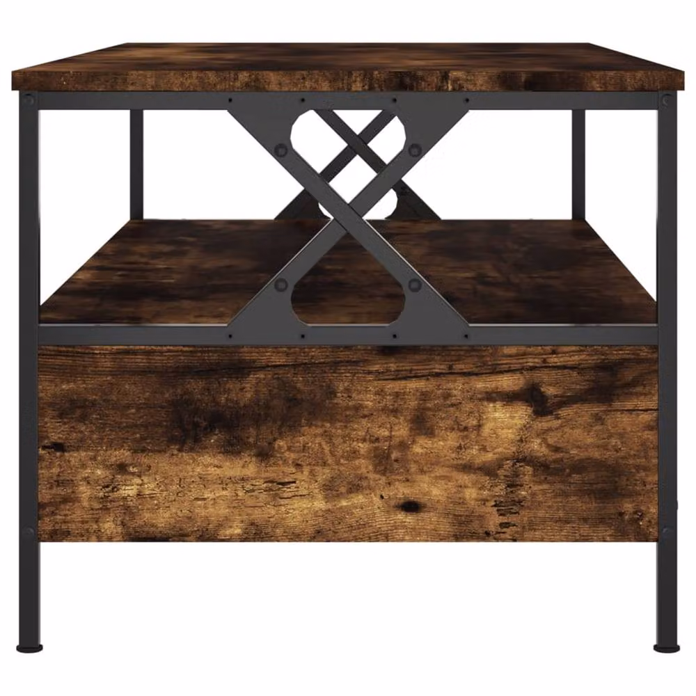 Berkfield Home Smoked Oak Decorative Coffee Table in Brown, W/D/H: 100 x 51 x 45 cm – 4