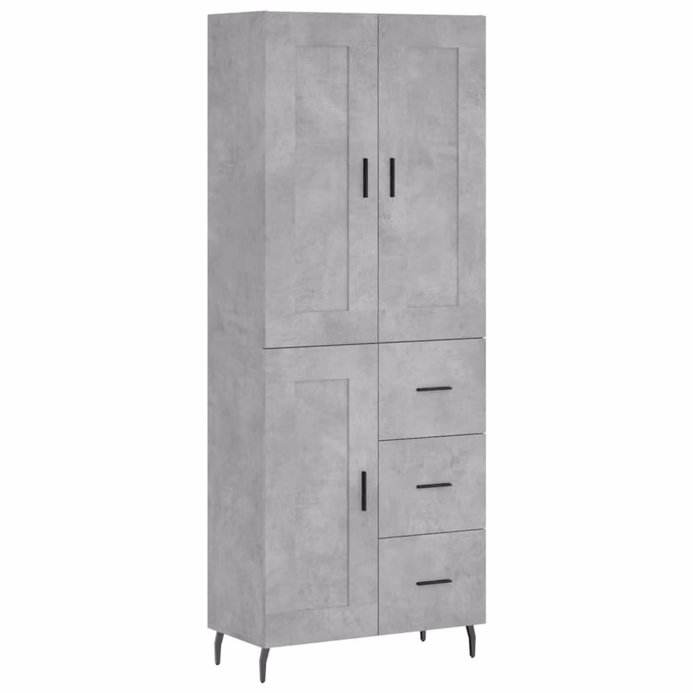 Berkfield Home Modern Highboard in Concrete Grey, W/D/H: 69.5 x 34 x 180 cm – 3