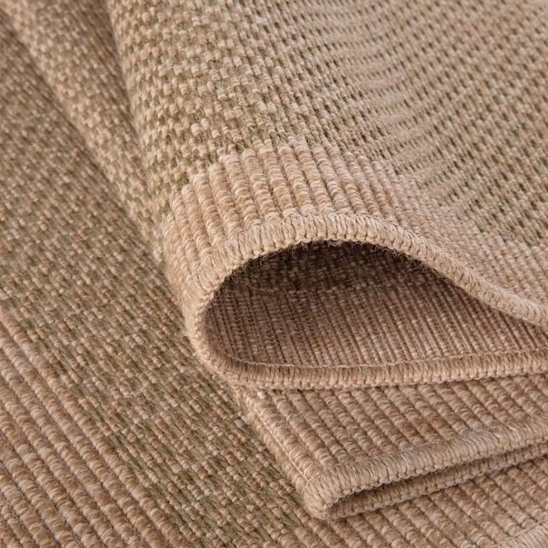 THE RUGS Jute Looking Square Dots Design Outdoor Rug in Blue Nature Green, W: 160 cm, L: 230 cm