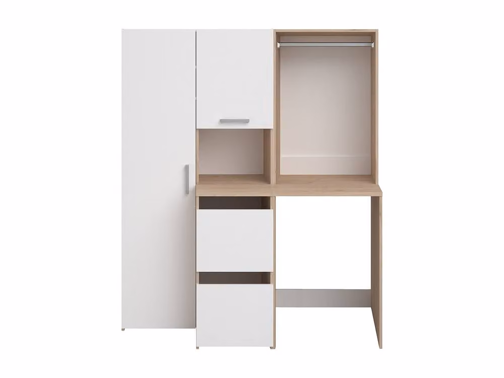 Erkano Freestanding White Laundry Washing Machine Cabinet with Wardrobe and Storage Column, H 184.4 x W 64.4 x D 65.8 cm – 2