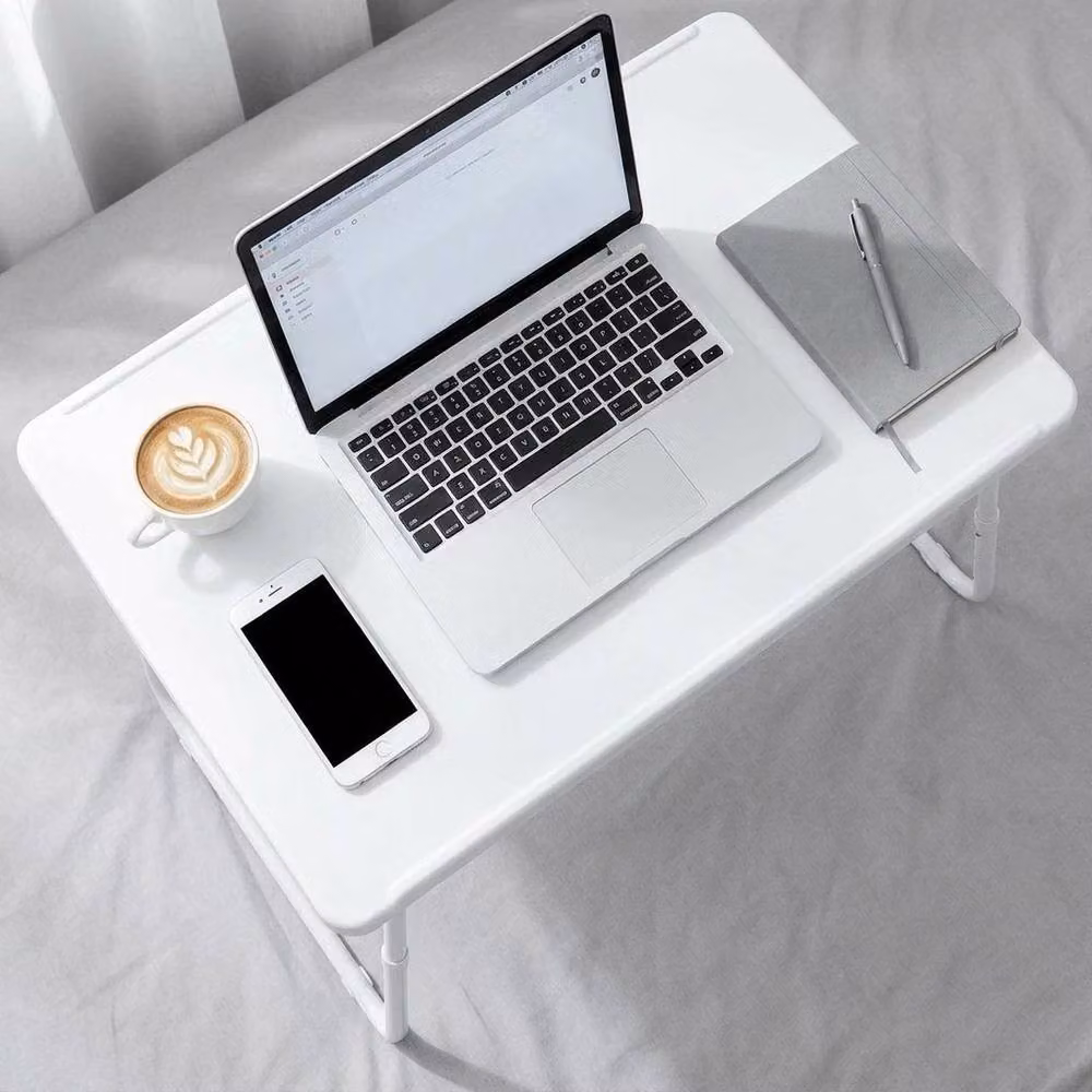 PAWNORA Height Adjustable Bed Desk Study Table with Tilting Top in White – 2