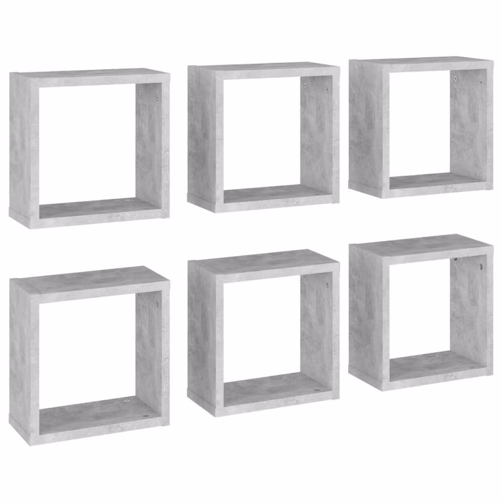 Berkfield Home Wall Mounted Cube Shelves, 6 Piece Set in Concrete Grey, W/D/H: 30 x 15 x 30 cm – 2