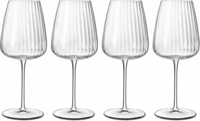 Bormioli Rocco Set of 4 Transparent Striped Wine Glasses