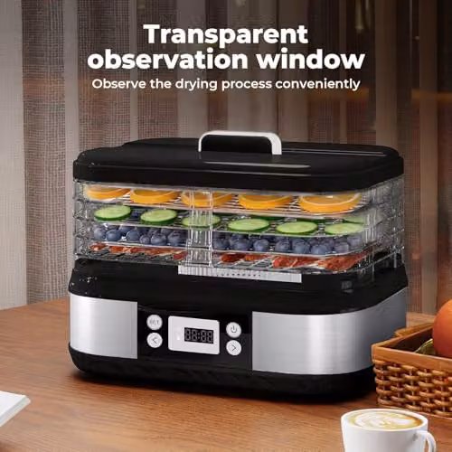 Spector Compact 5-Tray Food Dehydrator in Black, 450W with LED Touch Control and Timer – 4