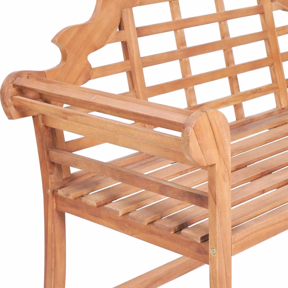 Berkfield Home Classic Garden Bench in Brown Solid Teak Wood, W/D/H: 127 x 58.5 x 92.5 cm – 2