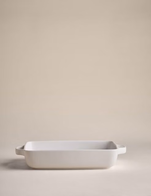 M&S Maxim Large White Rectangular Porcelain Roasting Dish with Handles
