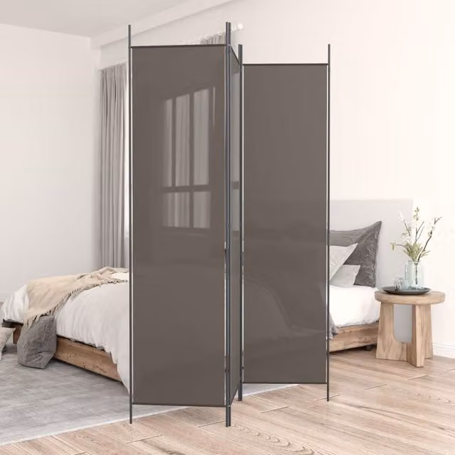Berkfield Home 3-Panel Fabric Room Divider in Anthracite and Black, W/H: 150 x 200 cm