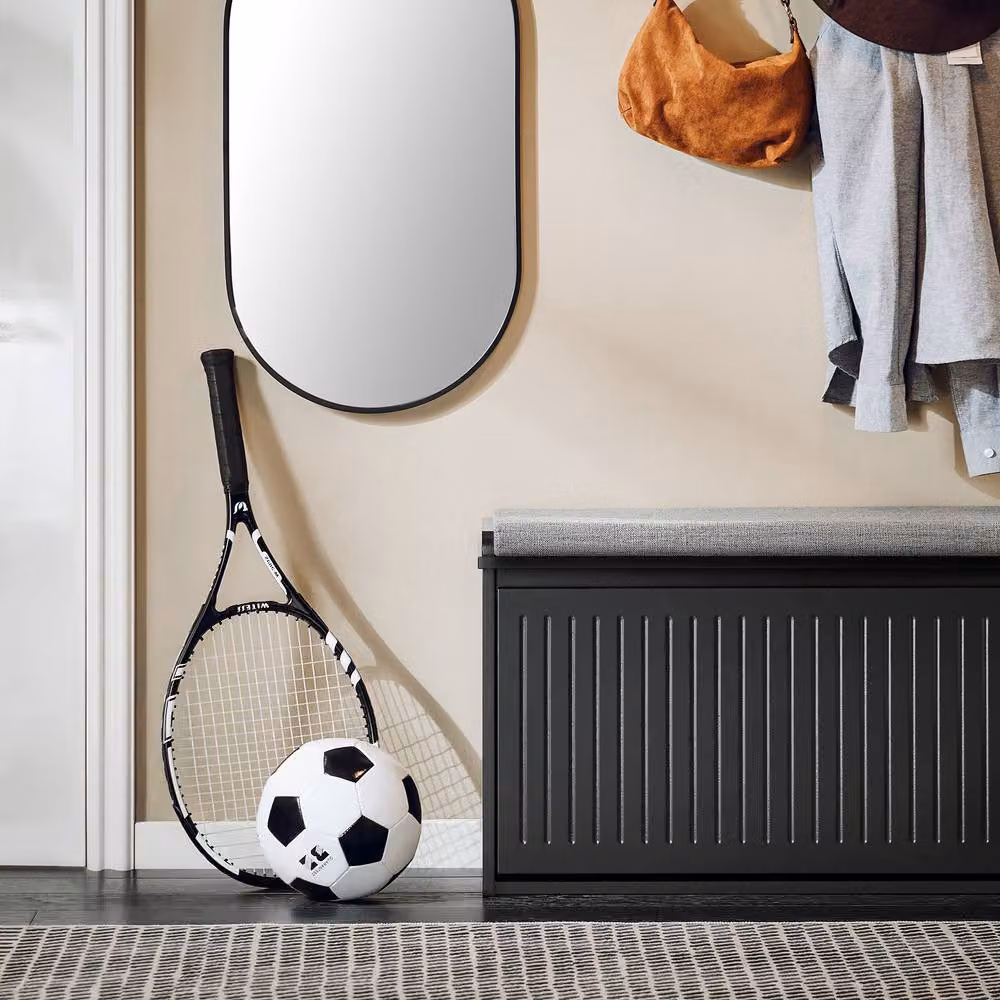 SoBuy Modern Black Upholstered Shoe Rack and Hallway Bench, W/D/H: 80 x 45 x 155 cm – 5
