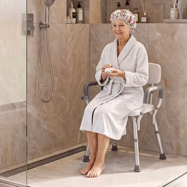 Gymax White Bath Chair with Backrest, Adjustable Height and Armrests