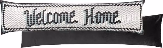 Make it a Home Abstract Velvet Draught Excluder in Ivory, Black and White