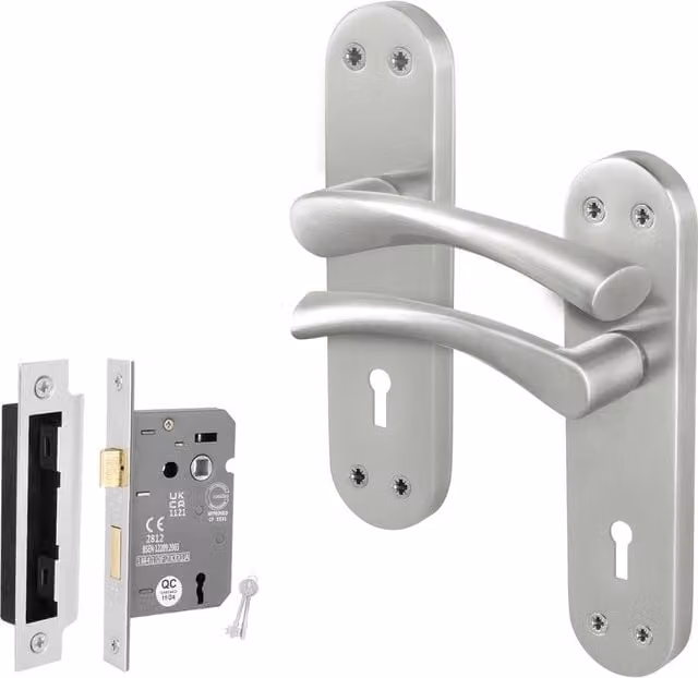 AFIT Novi Satin Nickel Twist Handle Sashlock Set in Silver, W/D/H: 15 x 15 x 1.5 cm – 1