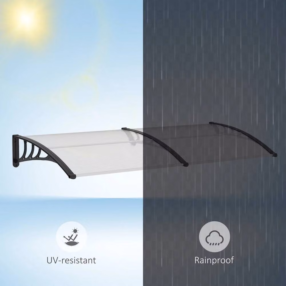 EONLION Clear Polycarbonate Outdoor Curved Window Porch Canopy Awning, W: 100 cm, D: 100 cm, H: 100 cm – 3