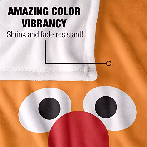 LOGOVISION Sesame Street Ernie Face Silky Touch Super Soft Fleece Throw Blanket, White, W/D/H: 152 x 127 cm – 2