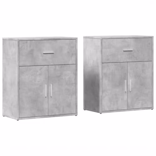 vidaXL Set of 2 Modern Sideboards in Concrete Grey, Engineered Wood, W: 60 cm, D: 31 cm, H: 70 cm