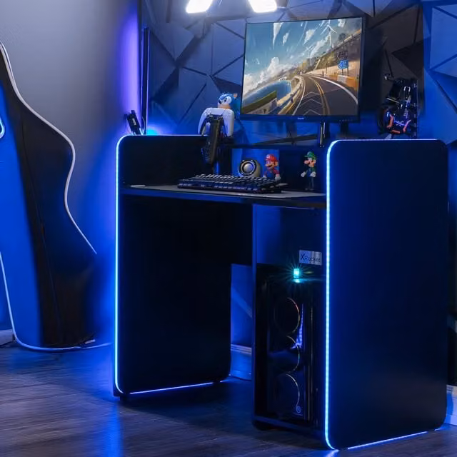 X Rocker Electra Gaming Desk with Wireless Charging and NEO Motion in Black