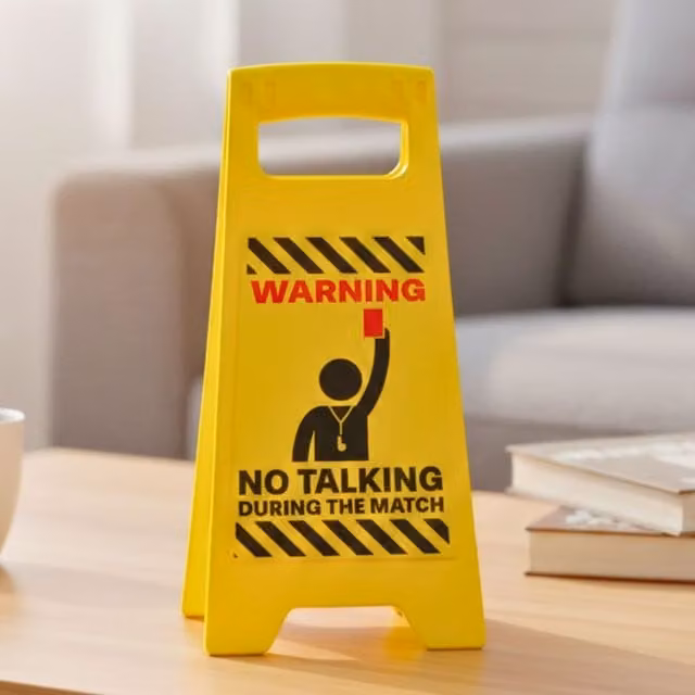 Boxer Gifts Funny Football No Talking During Match Tabletop Desk Warning Sign in Yellow