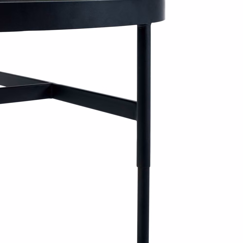 Cheshire Monroe Round Glass Coffee Table in Black and Mirrored Finish – 3