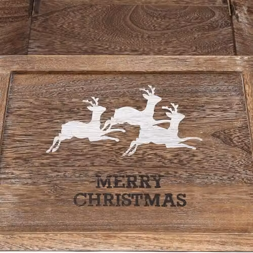 Shatchi Rustic Brown Wooden Hexagon Christmas Tree Collar and Base Cover – 6