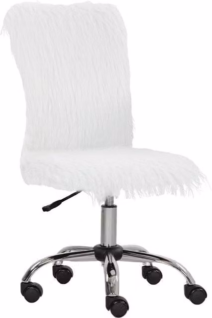 Rolipo Modern Armless Plush Swivel Vanity Office Chair in White – 1