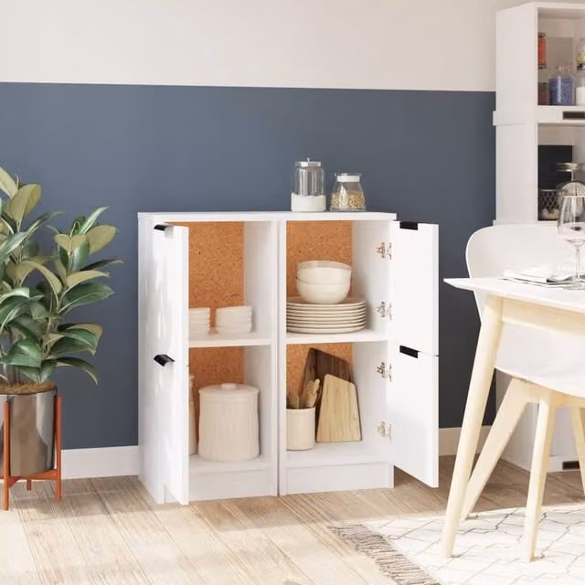 Berkfield Home Set of 2 White Engineered Wood Sideboards, W/D/H: 30 x 30 x 70 cm – 1