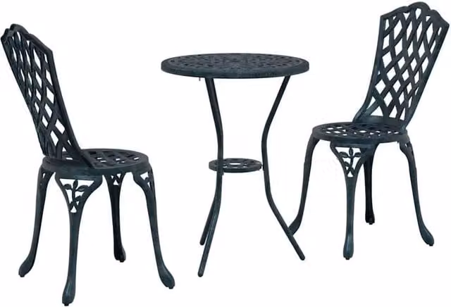 Berkfield Home 3 Piece Green Cast Aluminium Garden Bistro Set