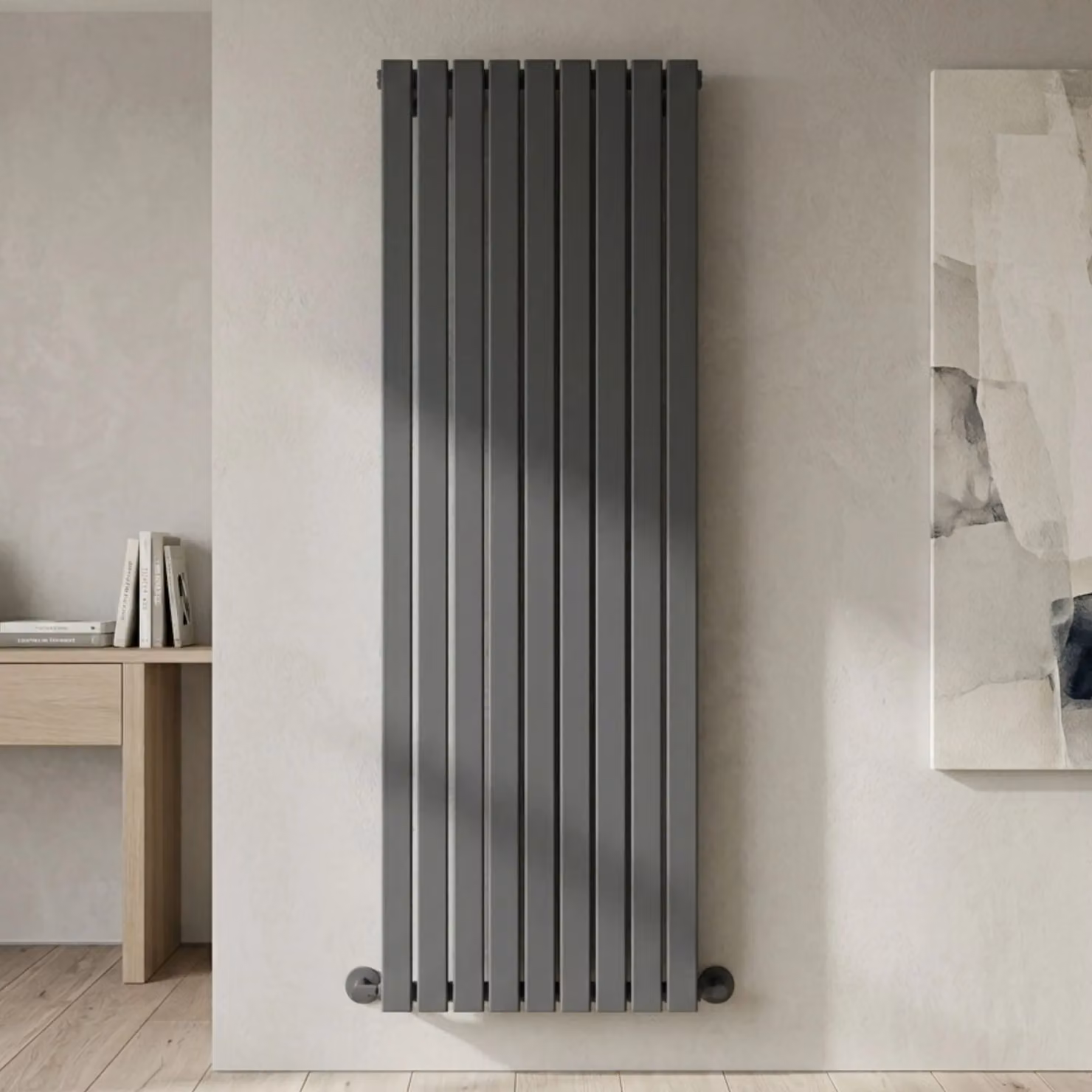 Balterley Lucia Square Vertical Double Panel Radiator, Grey Anthracite, H: 180 cm x W: 52.8 cm – 5