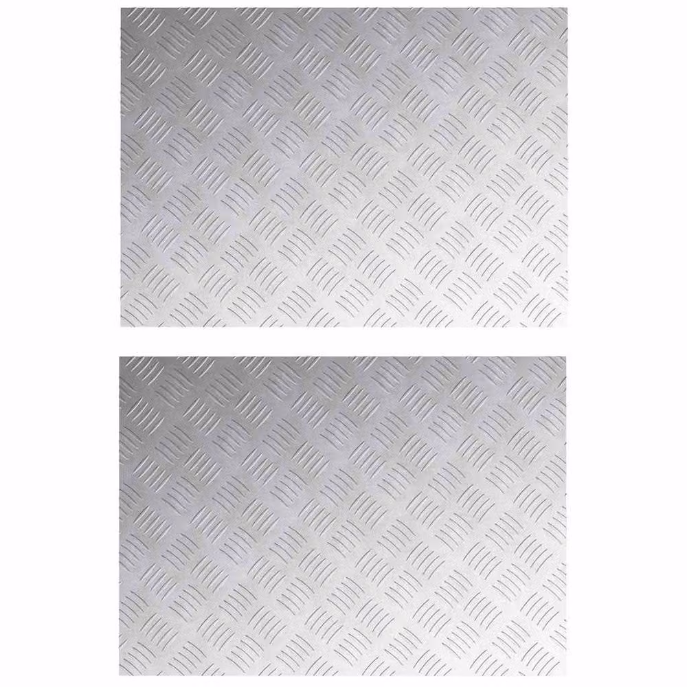 Berkfield Home Modern Anti-Slip Aluminum Checker Plates, Silver, W/D: 70 x 50 cm, 2 Pack – 2