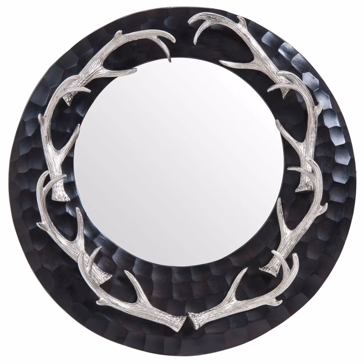 Orsina Round Modern Wall Mirror in Brown and Black with Metal and Glass Finish, Diameter: 61 cm – 2