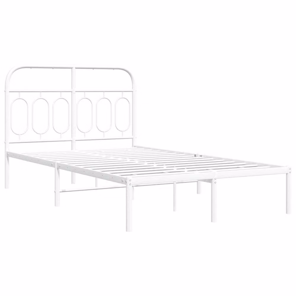Berkfield Home Metal Bed Frame with Headboard in White, W/D/H: 120 x 190 cm – 3