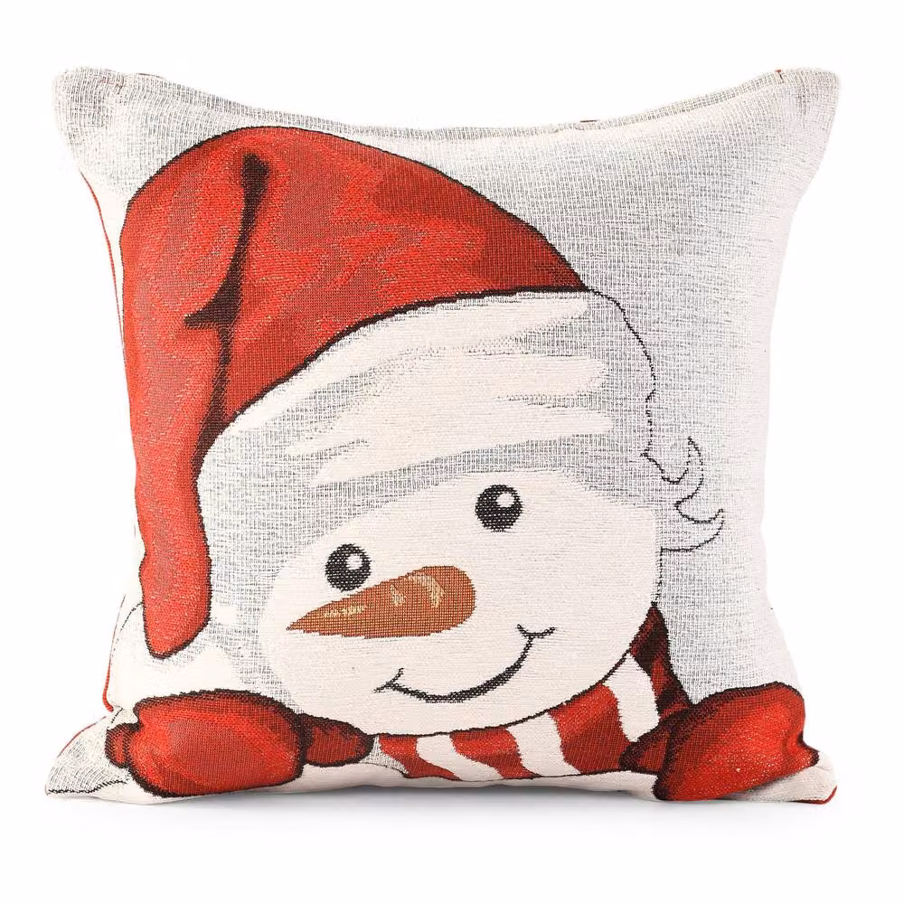 Velosso Xmas Snowman Filled Cushion with Festive Design in White and Multicolour, W/D/H: 43 x 43 x 43 cm – 2