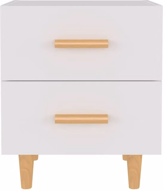 Berkfield Home Beautiful Bed Cabinet in White, W: 40 cm, D: 35 cm, H: 47.5 cm