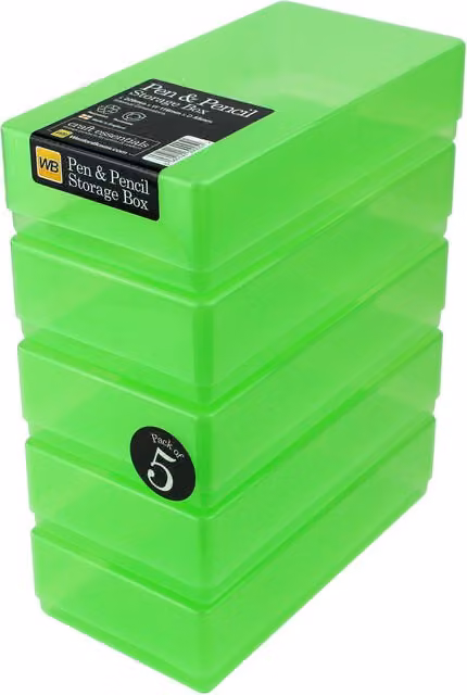 WestonBoxes Green Plastic Stationery Storage Boxes with Lids