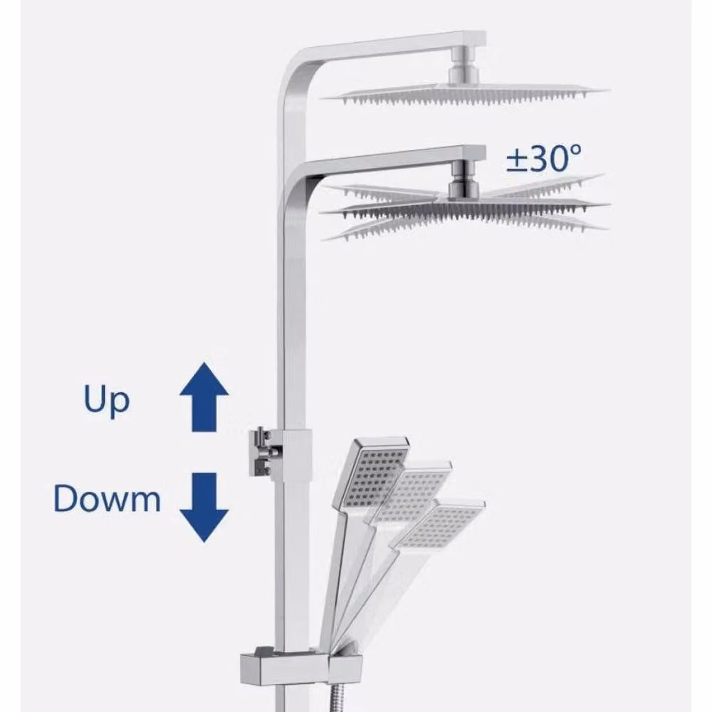 SPETLEK Thermostatic Twin Head Square Bar Shower Mixer in Silver Chrome – 2