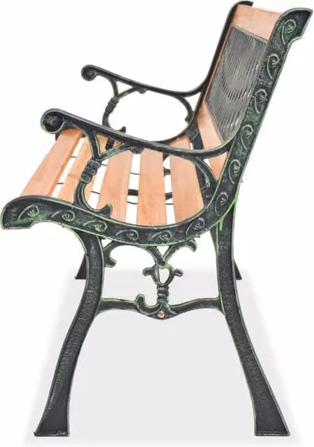 Berkfield Home Decorative Garden Bench in Brown Wood and Metal, Width: 122 cm